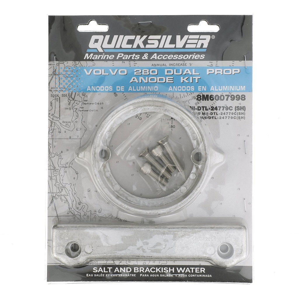 Quicksilver 8M6007998 alumiini anodi kitti,  Volvo 280 Duoprop sterndrive