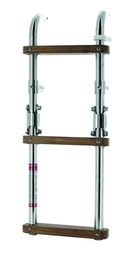 [SLFM3A] Vetus 3-askelmaiset haponkestävät taittuvat uimatikkaat. Pituus 570 mm avattuna, teak-askelmat