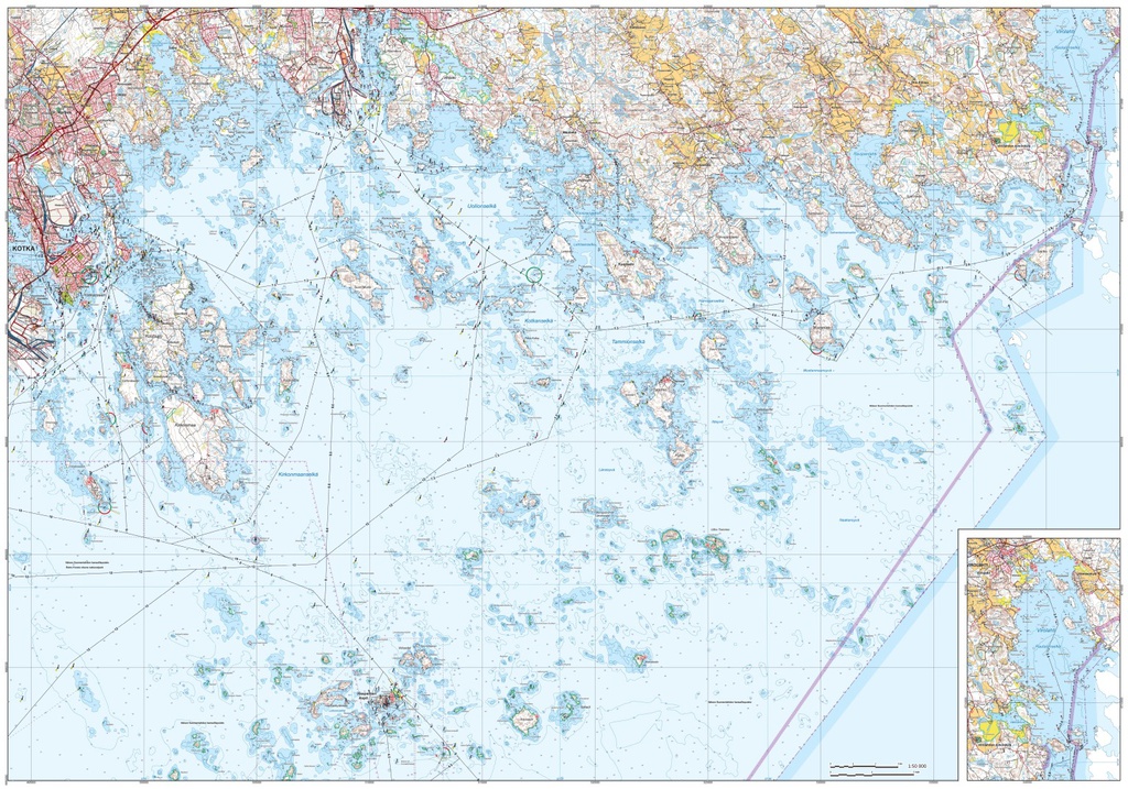 Kotka Loviisa Virolahti, veneilykartta 1:50 000