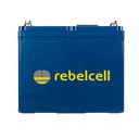 Rebelcell Li-Ion akku, 12V100A (1290 Wh). Paino n. 8.3kg. Jännite/varausnäyttö