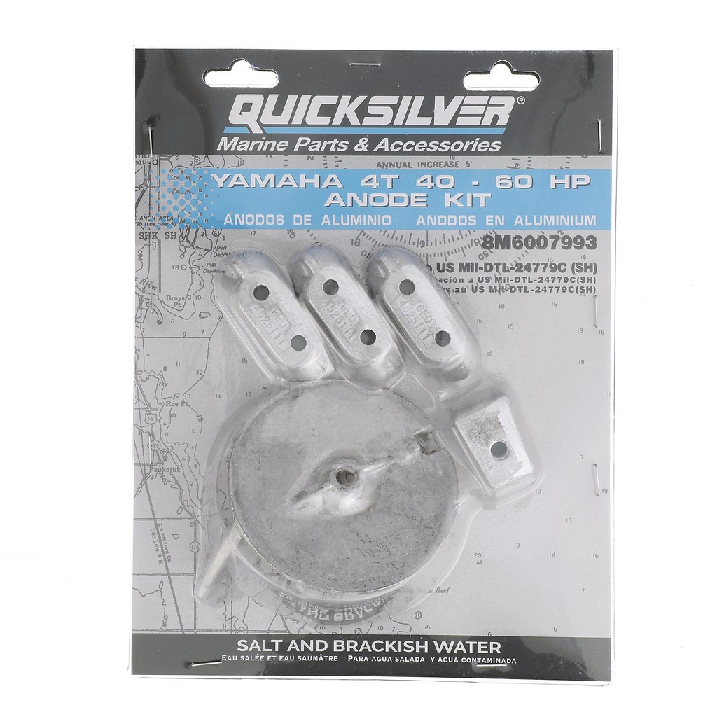 Quicksilver 8M6007993 alumiini anodi kitti,  Yamaha 4-stroke 40-60hp