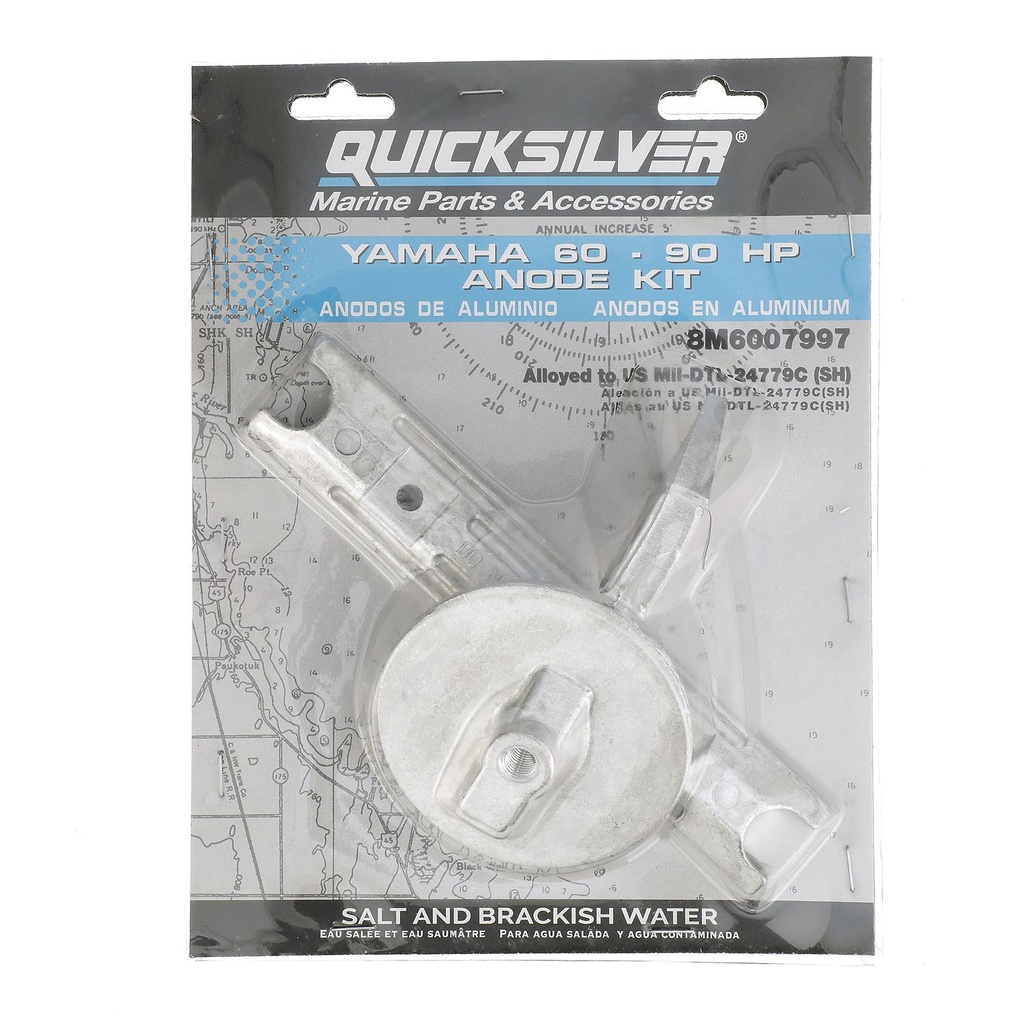Quicksilver 8M6007997 alumiini anodi kitti,  Yamaha 60-90hp