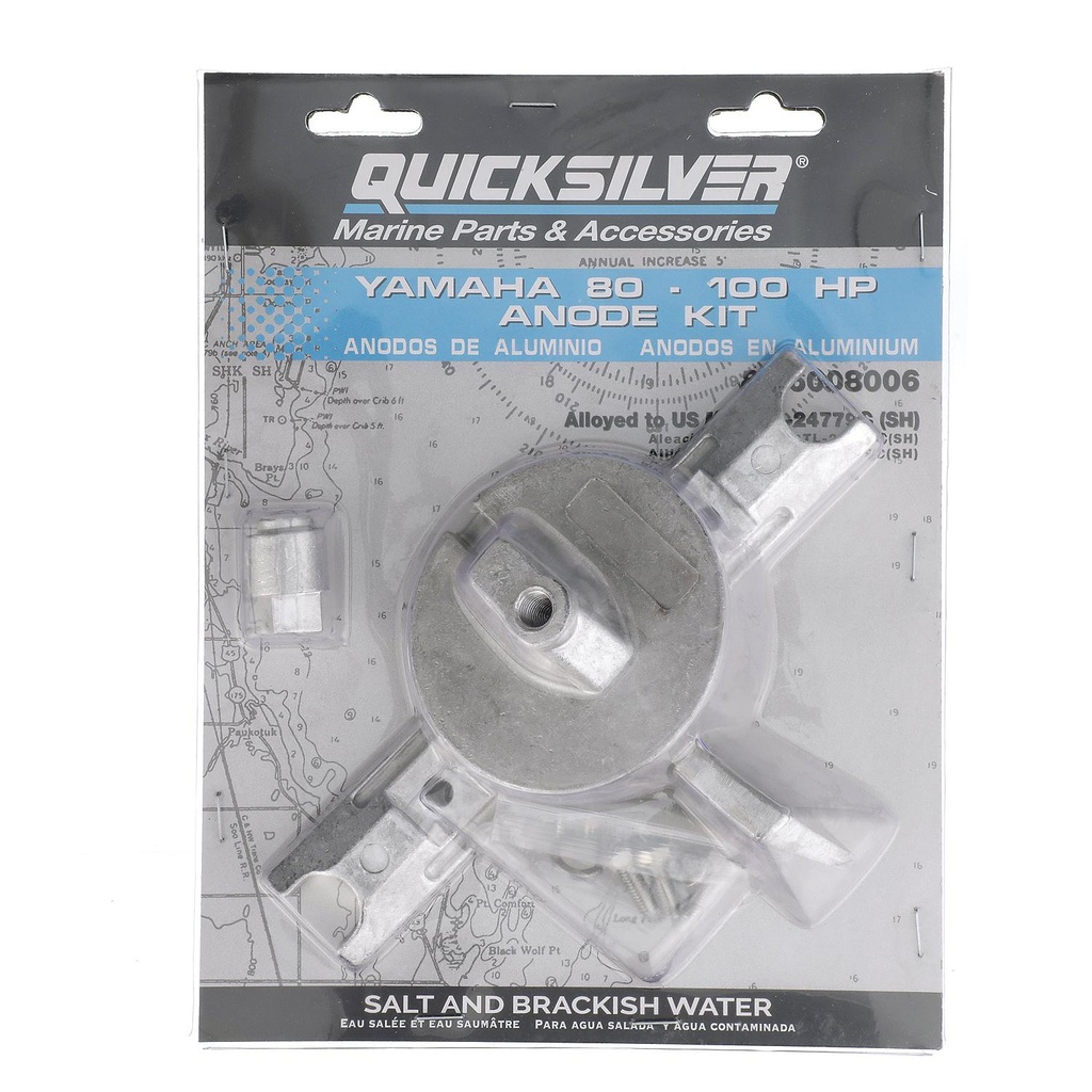Quicksilver 8M6008006 alumiini anodi kitti,  Yamaha 80-100hp
