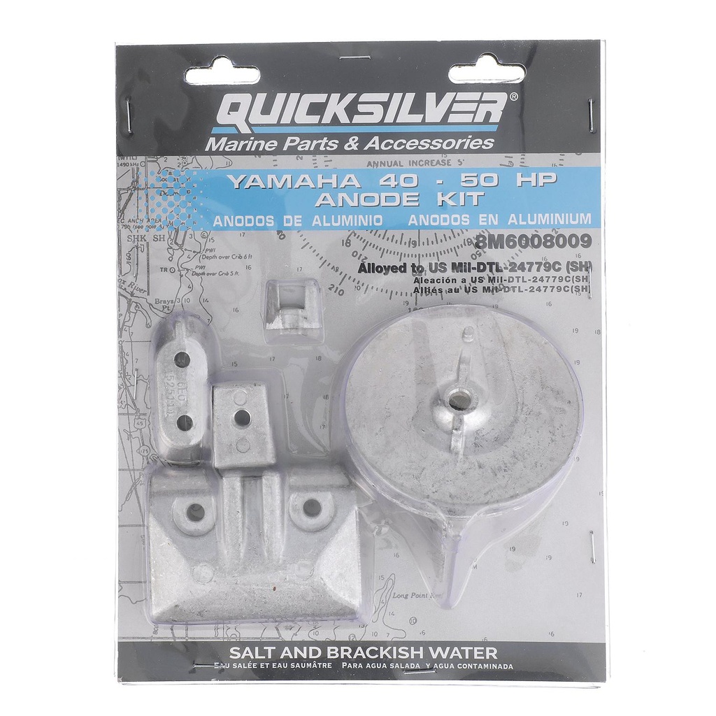 Quicksilver 8M6008009 alumiini anodi kitti,  Yamaha 40-50hp