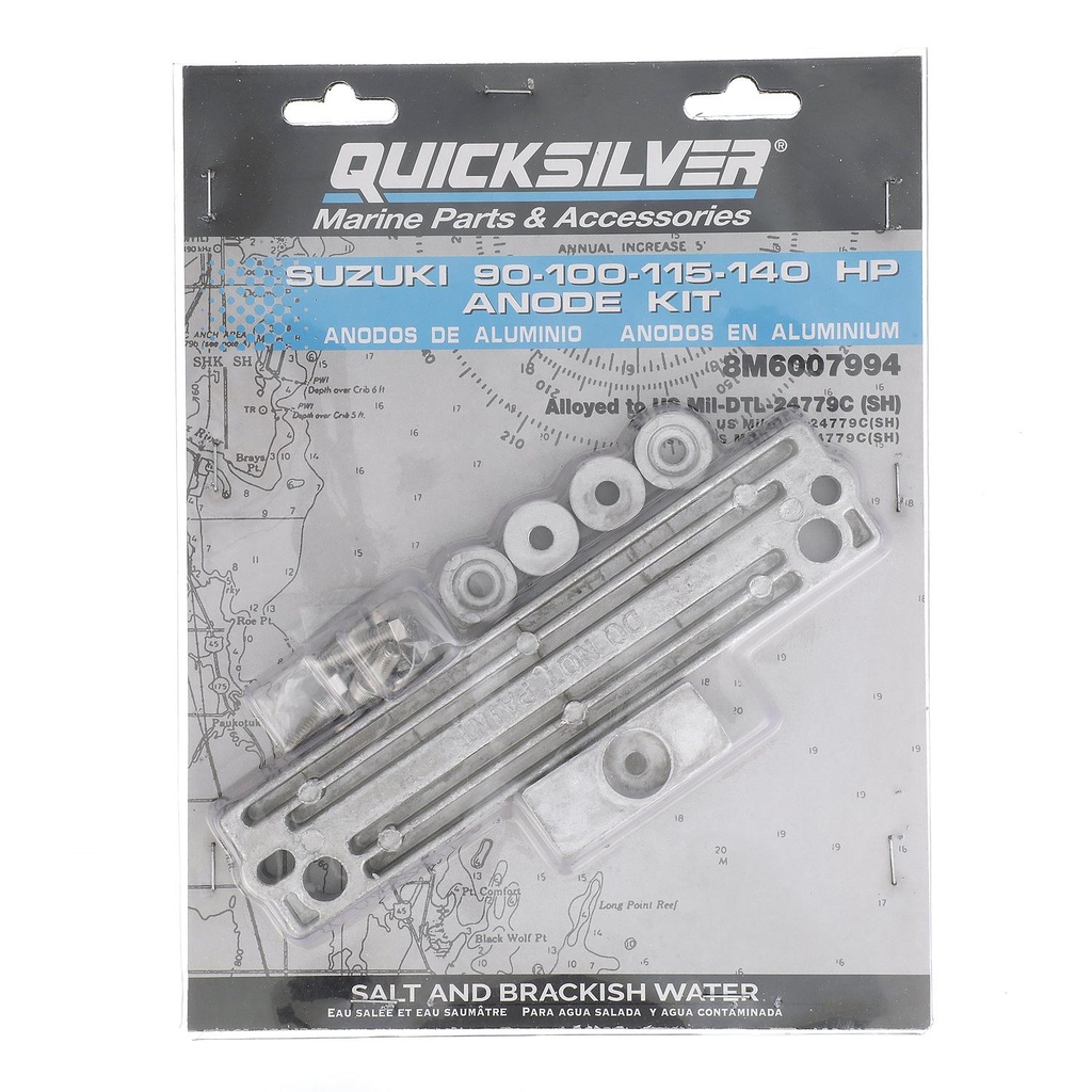 Quicksilver 8M6007994 alumiini anodi kitti,  Suzuki 90-140hp