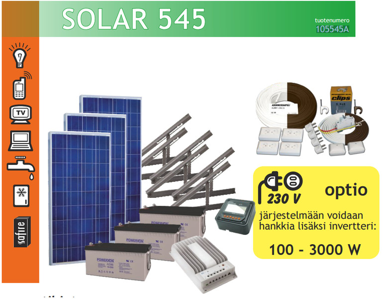 Eurosolar 545 aurinkovoimala 145L jääkaappipakastimella