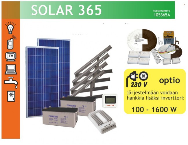 Eurosolar 365 aurinkovoimala 140L jääkaappipakastimella