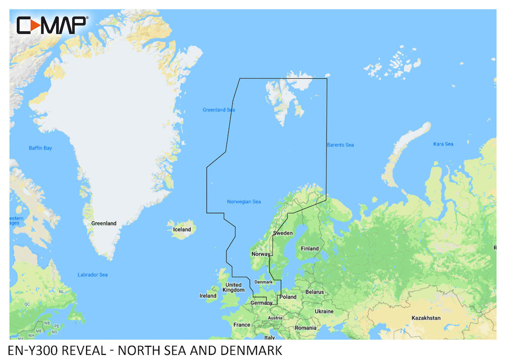 C-map Reveal Y300 l pohjanmeri ja Tanska