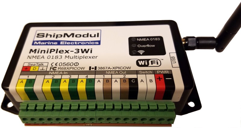 Shipmodul MiniPlex-3Wi-N2K 4-port NMEA WiFi multiplexer with USB ja NMEA2000 port