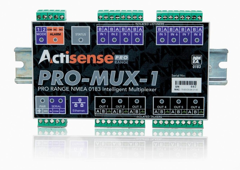 Actisense MUX PRO 8 OPTO sisäänmenoa, 6 ISO-Drive ulostulos, Serial, Ethernet port