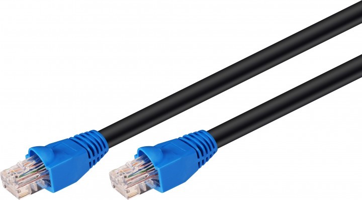 CAT6-välijohto ethernet U/UTP 30m ulkokäyttö musta UV-suoja B94393