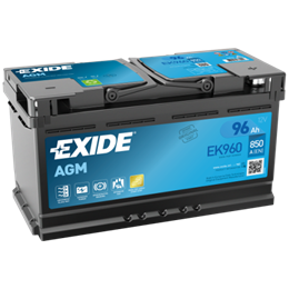 Exide EK960 96 Ah / 850 A AGM akku P353 x L175 x K190 -+