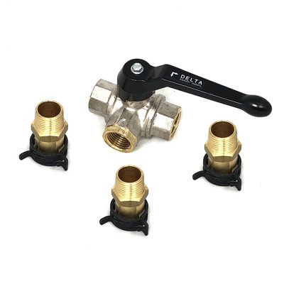 Wallas kolmitieventtiili letkuliittimillä