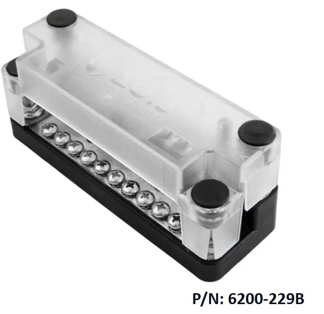 EGIS 6200-225 kaksitaso kytkentäkisko 2x5 M4 ruuvia + 5xM6 pulttia 200 A kannella