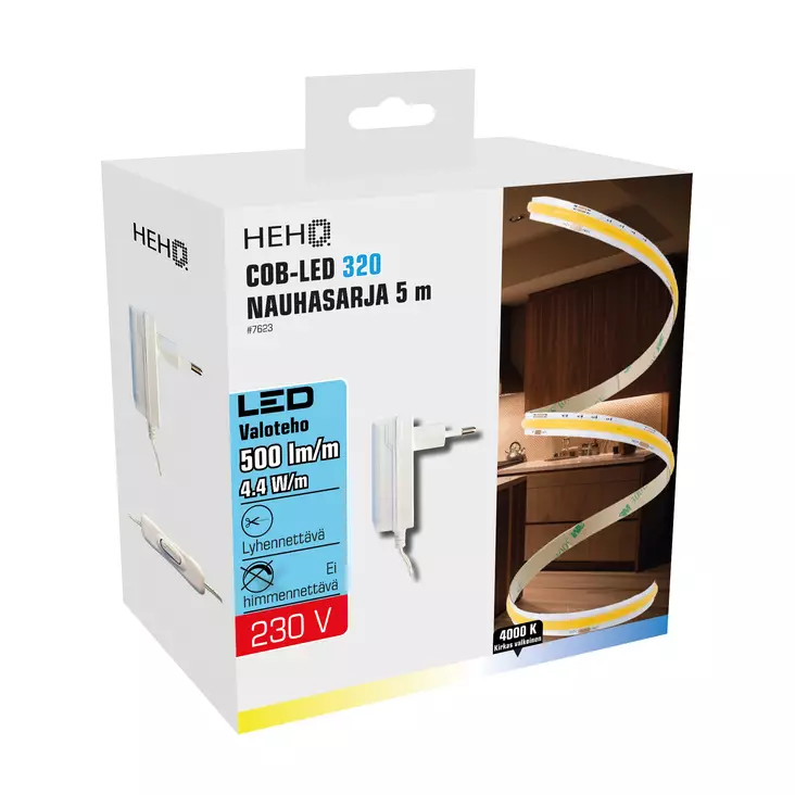 LED-valonauha 5 m 4000K 36W 12V IP44 muuntajalla