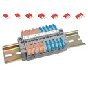 Axxel DIN-kisko + vipurasialiitinsarja 10 kpl + kytkentäsilta 6 kpl