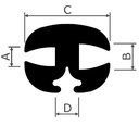 [OT4599] Konelasilista / ikkunatiiviste 4599 lasiura=5mm , seinämä =2,5mm