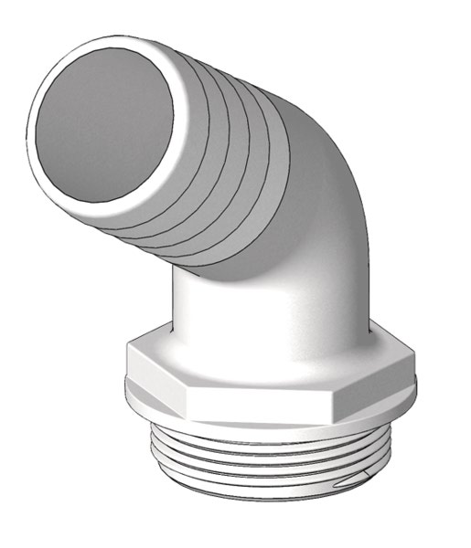 Trudesign kolmitiehana 1 1/2" x 38 mm 120° komposiitti letkukara valkoinen