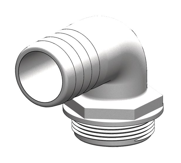 Trudesign kolmitiehana 38 mm 90° komposiitti letkukara valkoinen