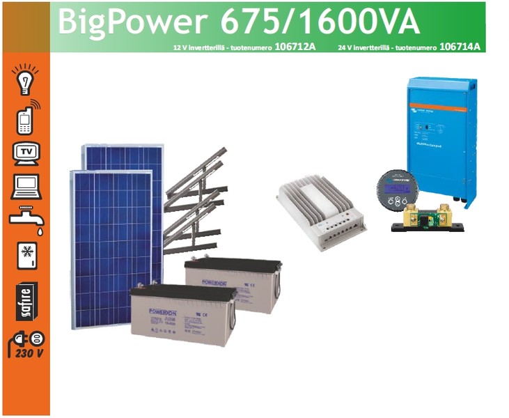 Eurosolar Big Power 675/1600VA  aurinkovoimala