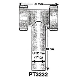 Pesualtaan T-liitosputki, muovia 32mm
